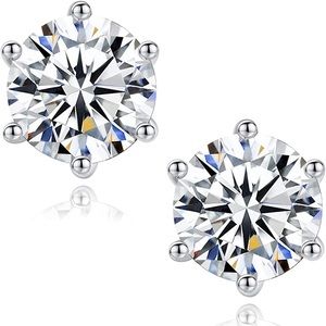 GRA Certified 6MM - 1.6CT Moissanite Sterling Silver Screwback Earrings